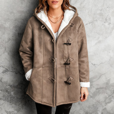 🥼🔥💖[S-5XL] 2025 moda i ciepło w jednym, Damska kurtka z kapturem, zamszowo-wełniana-4135846