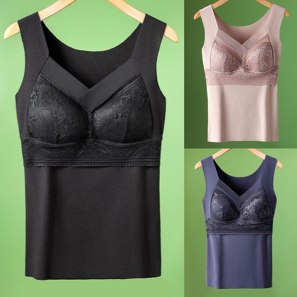 🔥【3 buc】❤️【40-100kg】Lenjerie de corp din dantelă din catifea de gâscă de toamnă și iarnă, spate frumos, adunarea sânilor accesorii, prevenirea căderii sânilor