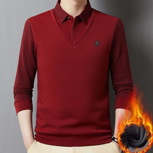 🔥【M-4XL】👔 Ανδρικό premium κασμιρένιο ζεστό σετ μπλούζας με μακριά μανίκια-4117331