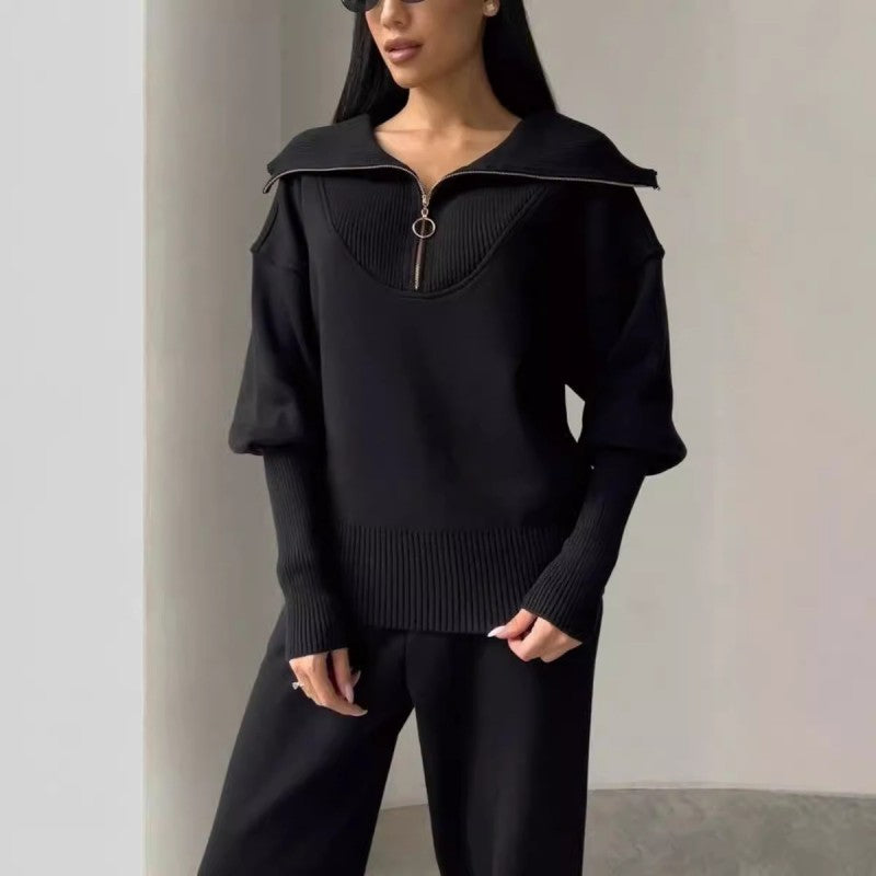 💥💖Costum sport casual din două piese pentru femei la modă nouă de iarnă 2024 [top și pantaloni]-3831934