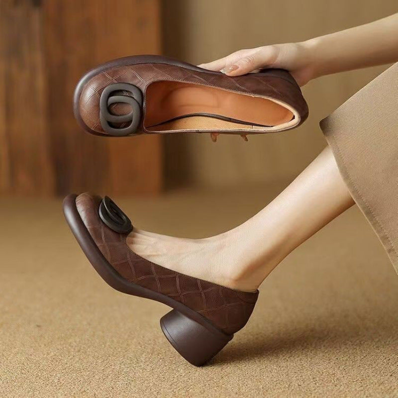 👠【Ograniczona oferta 50%】【35-40】Nowe wygodne skórzane buty 2025 👠 Retro obcas 5 cm 🌟 Eleganckie i uniwersalne-4253216