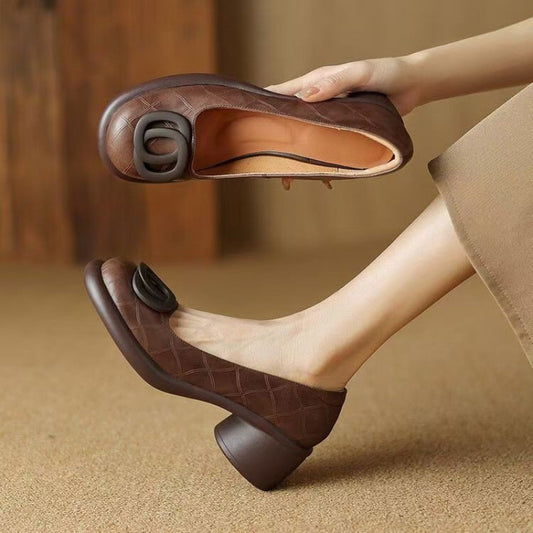 👠【Ograniczona oferta 50%】【35-40】Nowe wygodne skórzane buty 2025 👠 Retro obcas 5 cm 🌟 Eleganckie i uniwersalne-4253216