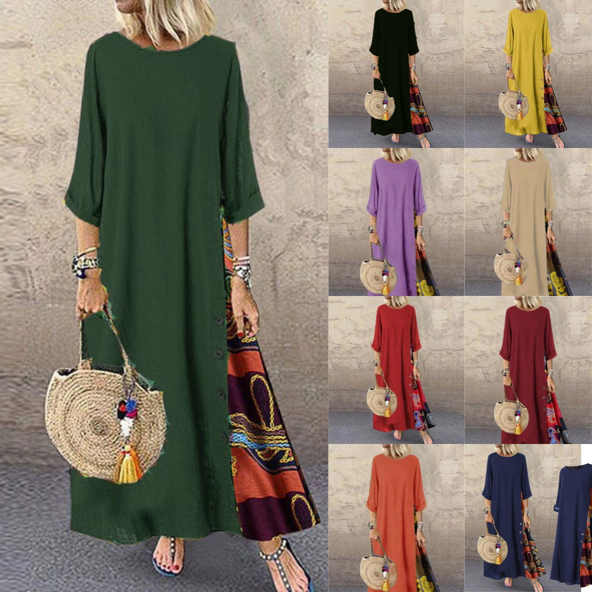 💃【M-5XL】Rochie cu imprimeu vintage pentru femei-3948087