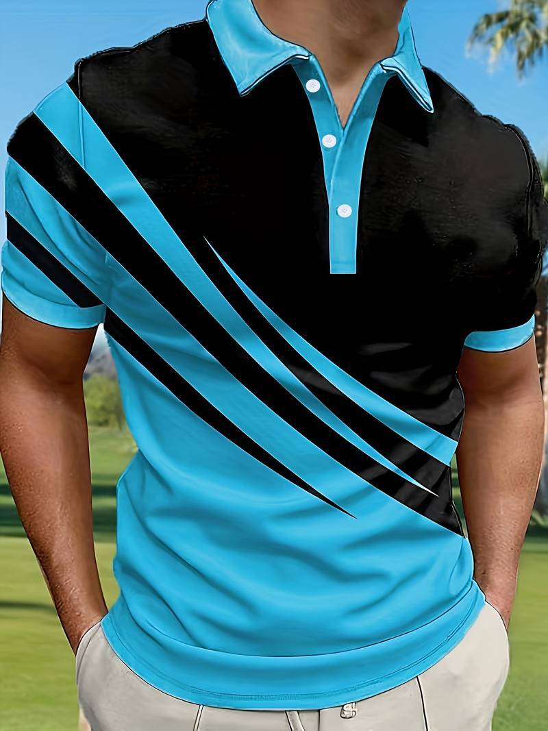 👔【S-6XL】2026 nowa męska koszulka POLO w paski z nadrukiem 3D-4237955