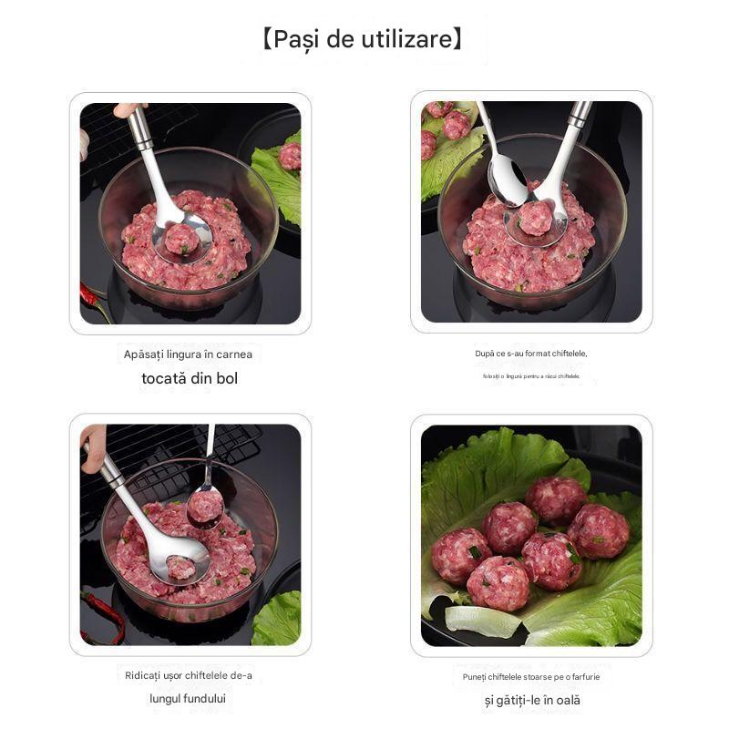 【Set de trei piese】🤤Linguriță din oțel inoxidabil pentru chifteluțe, glisor pentru perisoare și creveți făcute manual