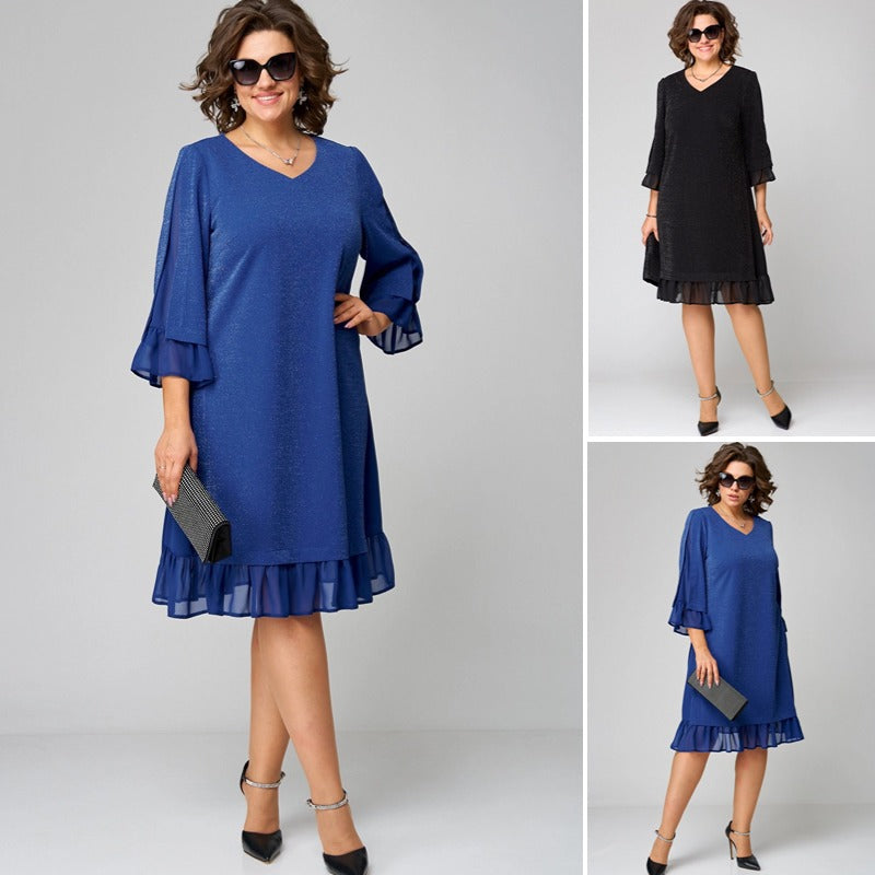 🔥【S-5XL】Jesień/Zima Nowa Modna Wysokiej Jakości Elegancka Wygodna Sukienka w Jednolitym Kolorze-4224379