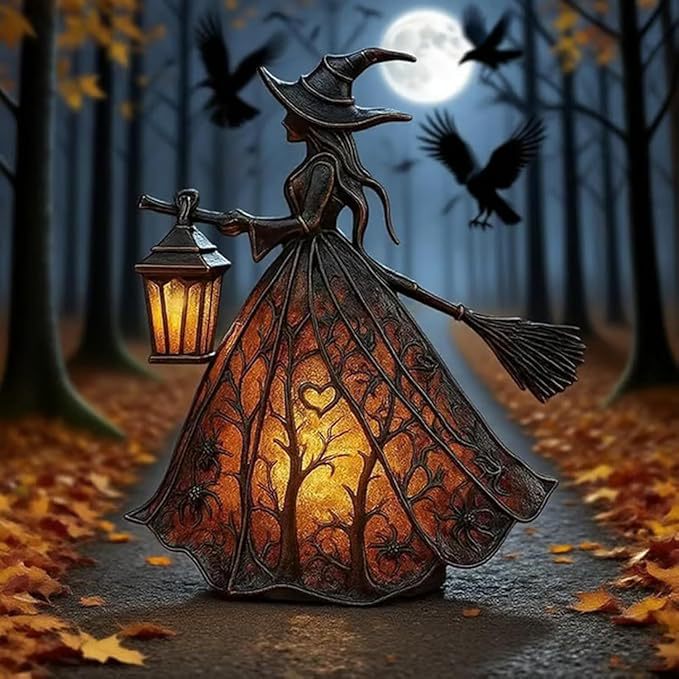 🧙‍‍♀️Λάμπα μάγισσας για το Halloween, τρομακτικό γοτθικό διακοσμητικό φανάρι, μοναδικό διακοσμητικό μοτίβο επιτραπέζιου λαμπτήρα, νυχτερινό φως με πόδια.-4116944