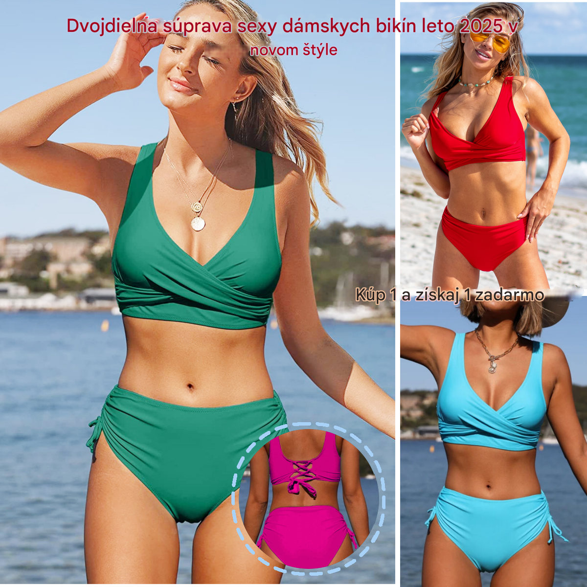 🏖️👙【Popust na novi proizvod】🌴【S-3XL】Novi ženski jednostavni jednobojni, brzosušeći, udobni, prozračni bikini kupaći kostim za ljeto 2026.-4231151