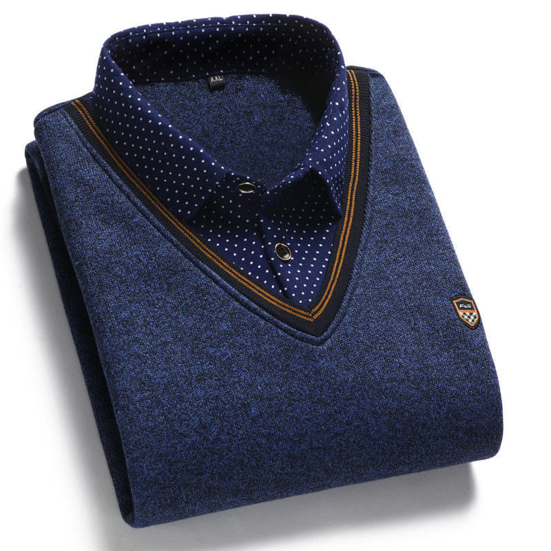 👔 [M-4XL] Cămașă tricotată pentru bărbați Plus catifea pentru a se îngroșa Menține cald