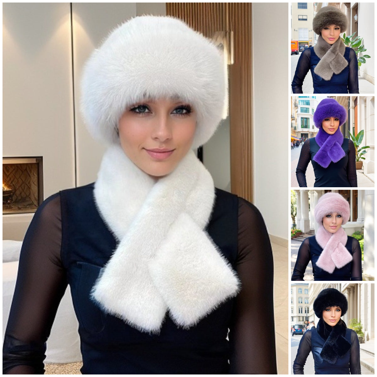 🔥Îngroșate calde și rezistente la vânt [Eșarfă la modă de iarnă + pălărie de pluș]-3822095