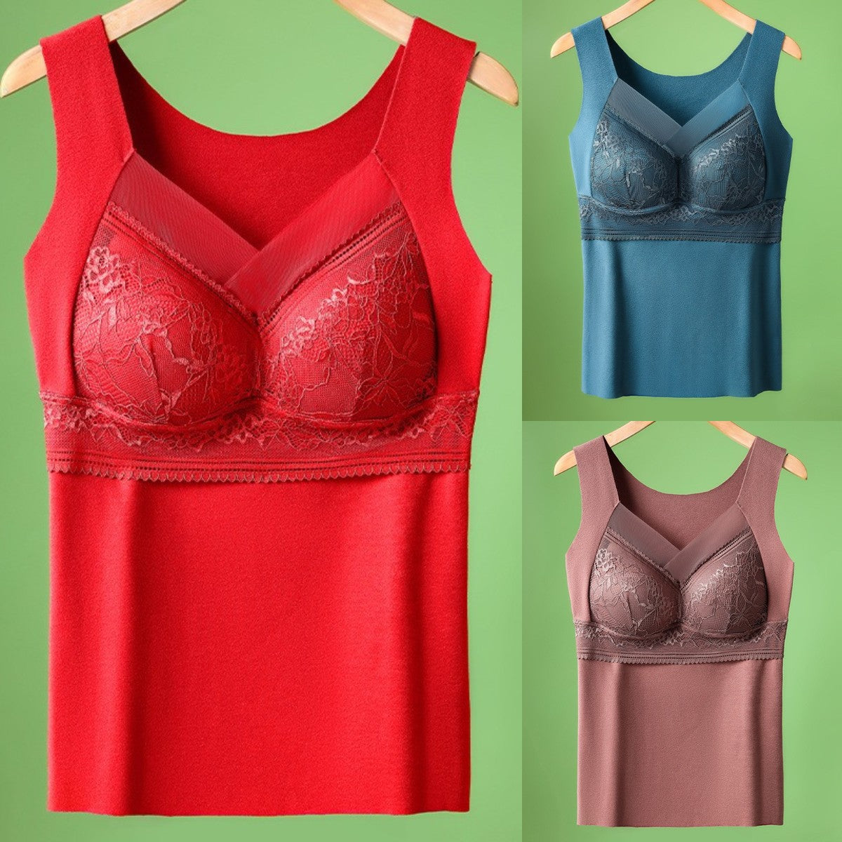 🔥【3 buc】❤️【40-100kg】Lenjerie de corp din dantelă din catifea de gâscă de toamnă și iarnă, spate frumos, adunarea sânilor accesorii, prevenirea căderii sânilor