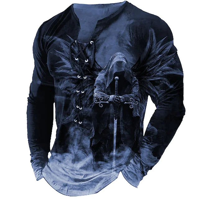 🦁🦁Męski, swobodny T-shirt z długim rękawem i nadrukiem 3D【Darmowa wysyłka, płatność przy odbiorze】
