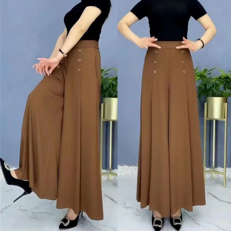 💖【M-5XL】Modna, drapowana spódnica damska z szerokimi nogawkami i wysokim stanem-4249264