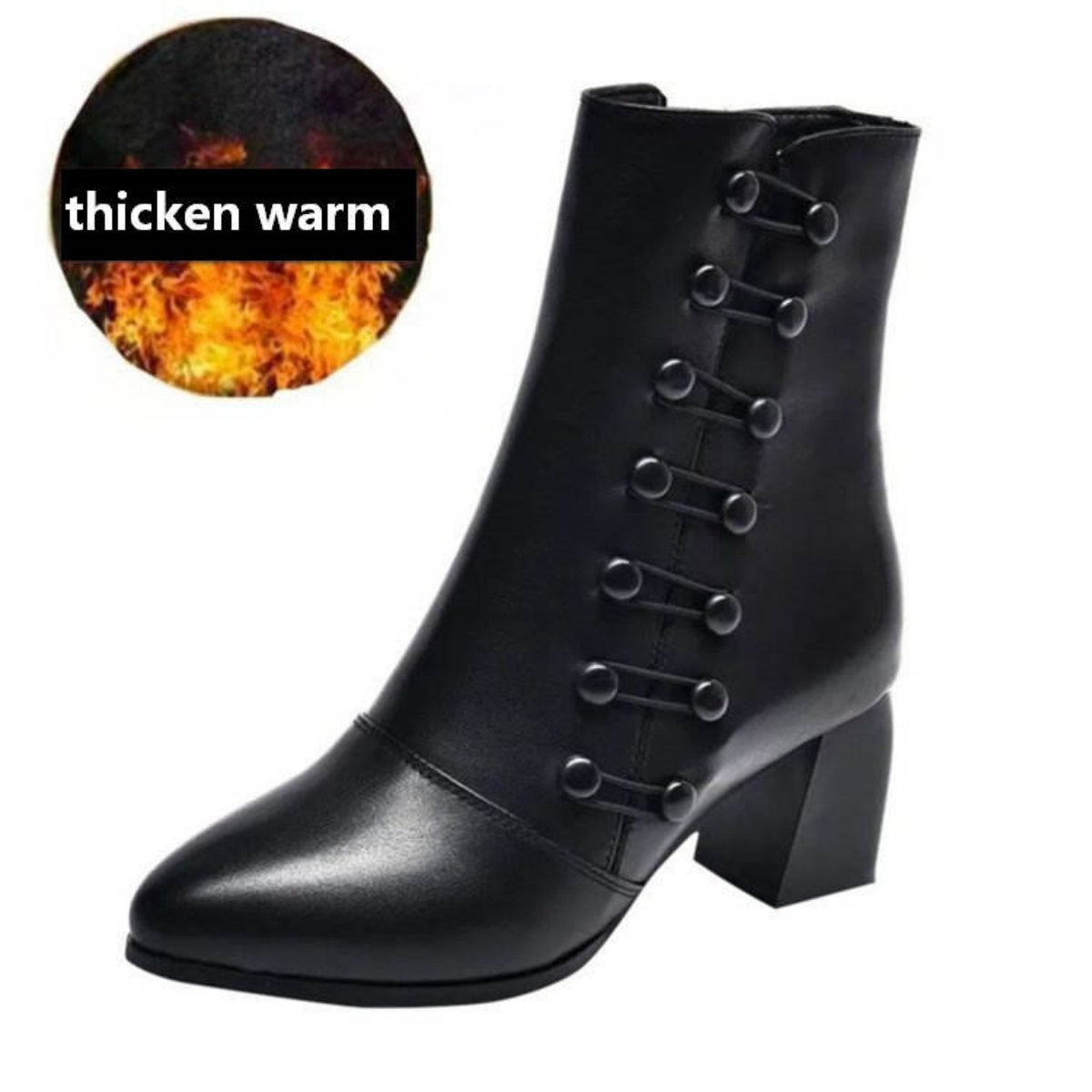 【35-42】reducere flash🔥Botine de damă din piele caldă cu nasturi laterali