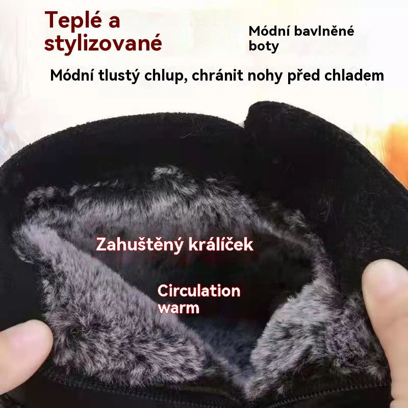 💥【35-40】Dámská kožená, bavlněná, protiskluzová, ručně vyráběná obuv na podzim a zimu-4162941