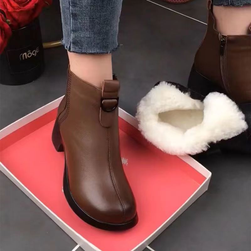 👠【35-40】Noi cizme scurte anti-alunecare cu fermoar lateral de toamnă și iarnă-3840815