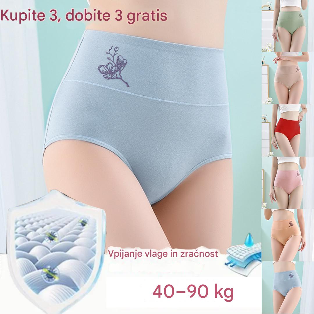 💖【Set 6 kosov】🎁 [40–100 kg] Bombažne oblikovalne hlačke z visokim pasom – Ugodna ponudba