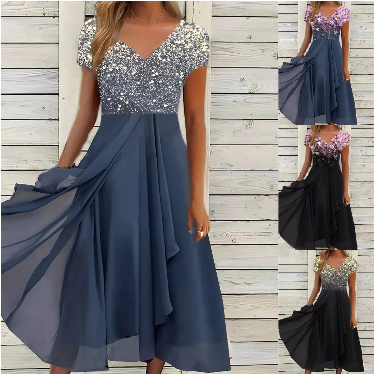 🌸👗【S-5XL】Nou pentru vara 2025 – Rochie din șifon, moale, prietenoasă cu pielea și plină de stil-3970860