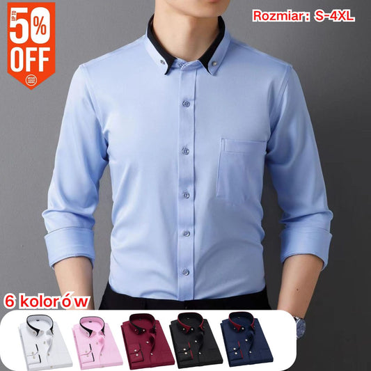 【S-4XL】👕Nowa oddychająca biznesowa koszula męska casual-4205955