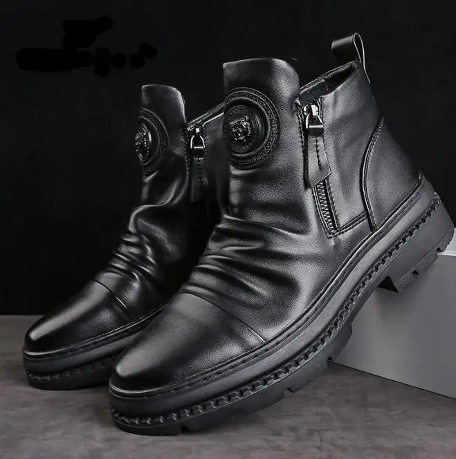 ⏳🔥Nuevos modelos de otoño e invierno 【39-44】 nuevas botas de piel para hombre, piel de vacuno de alta calidad, hechas a mano.