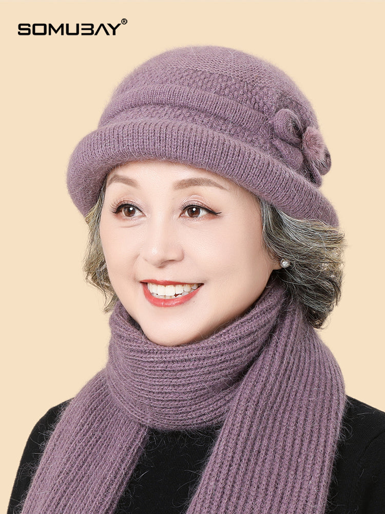 🧶Pălărie + eșarfă 🧶 Însoțitor cald iarna: pălărie caldă de lână tricotată