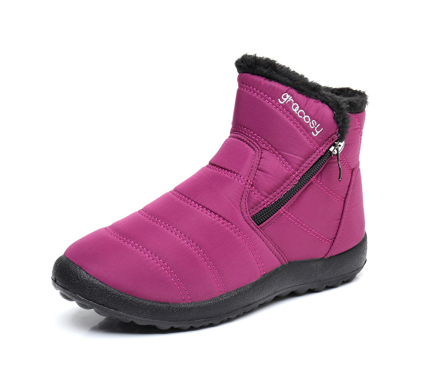 【36-42】👢🌨️ Ghete de zapada impermeabile pentru femei | fleece warm high top 🔒 |  Cizme mari din bumbac cu fermoar lateral ✨