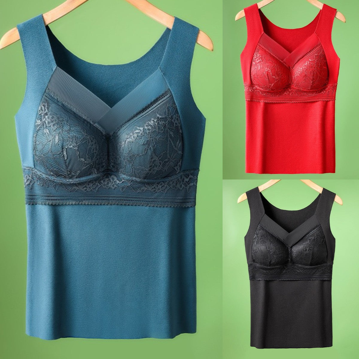 🔥【3 buc】❤️【40-100kg】Lenjerie de corp din dantelă din catifea de gâscă de toamnă și iarnă, spate frumos, adunarea sânilor accesorii, prevenirea căderii sânilor